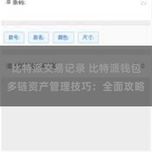 比特派交易记录 比特派钱包多链资产管理技巧：全面攻略