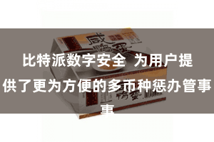 比特派数字安全  为用户提供了更为方便的多币种惩办管事